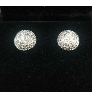 ORROUS & CO 18k White Gold Plated Cubic Zirconia Ball Stud Earrings